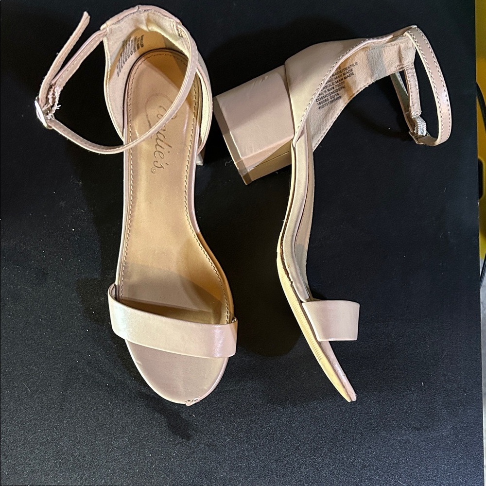 Candie's Beige Block Heel Sandals